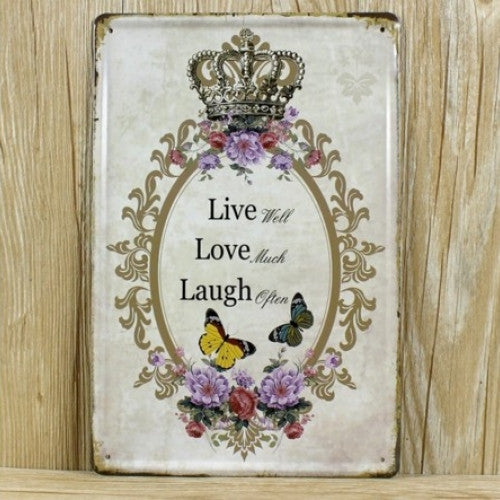 Metal Crafts Letters Signs " Live Well Love Much Laugh Often "