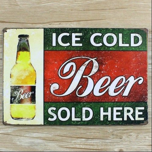 " Ice Cold Beer Sold Here" Tin Signs